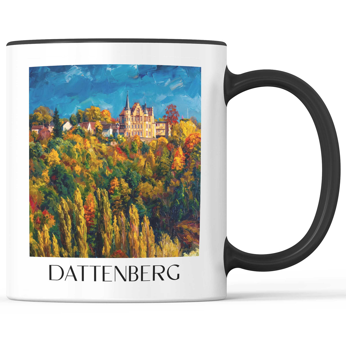 Dattenberg Kaffeebecher - Mittelrhein - Deutschland Becher - Kaffeetasse im Ölgemälde Stil