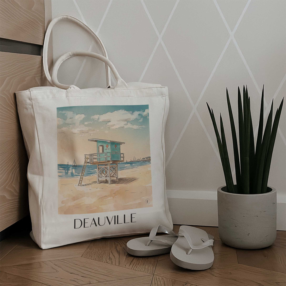 deauville-côte-fleurie-frankreich-einkaufstasche-aquarell