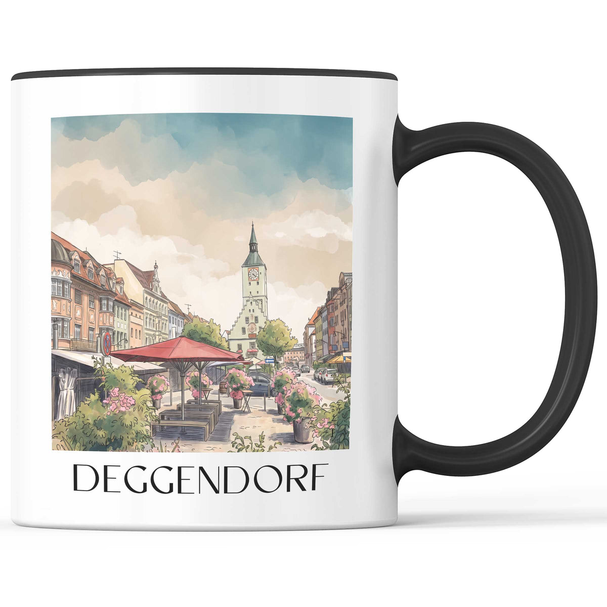 Deggendorf Kaffeebecher - Donautal - Deutschland Becher - Kaffeetasse im Aquarell Stil - favplace