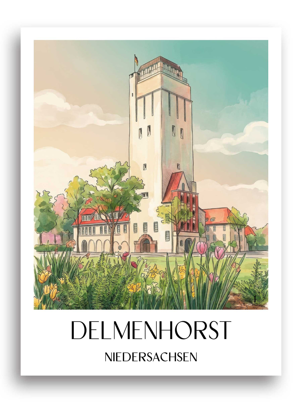 delmenhorst-niedersachsen-deutschland-poster-aquarell