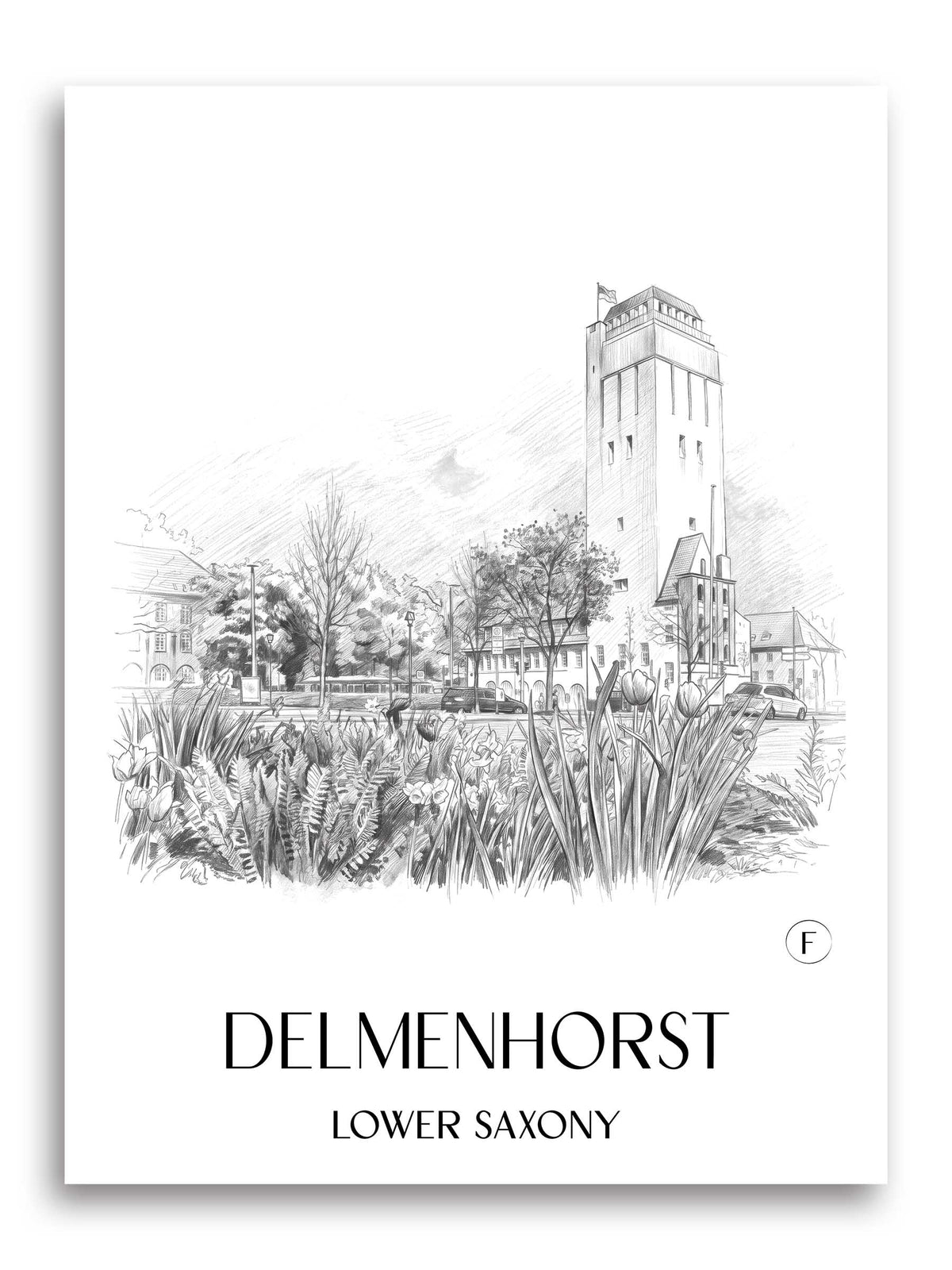 Delmenhorst Poster - Niedersachsen - Deutschland Kunstdruck - Zeichnung von A4 bis A1 - favplace