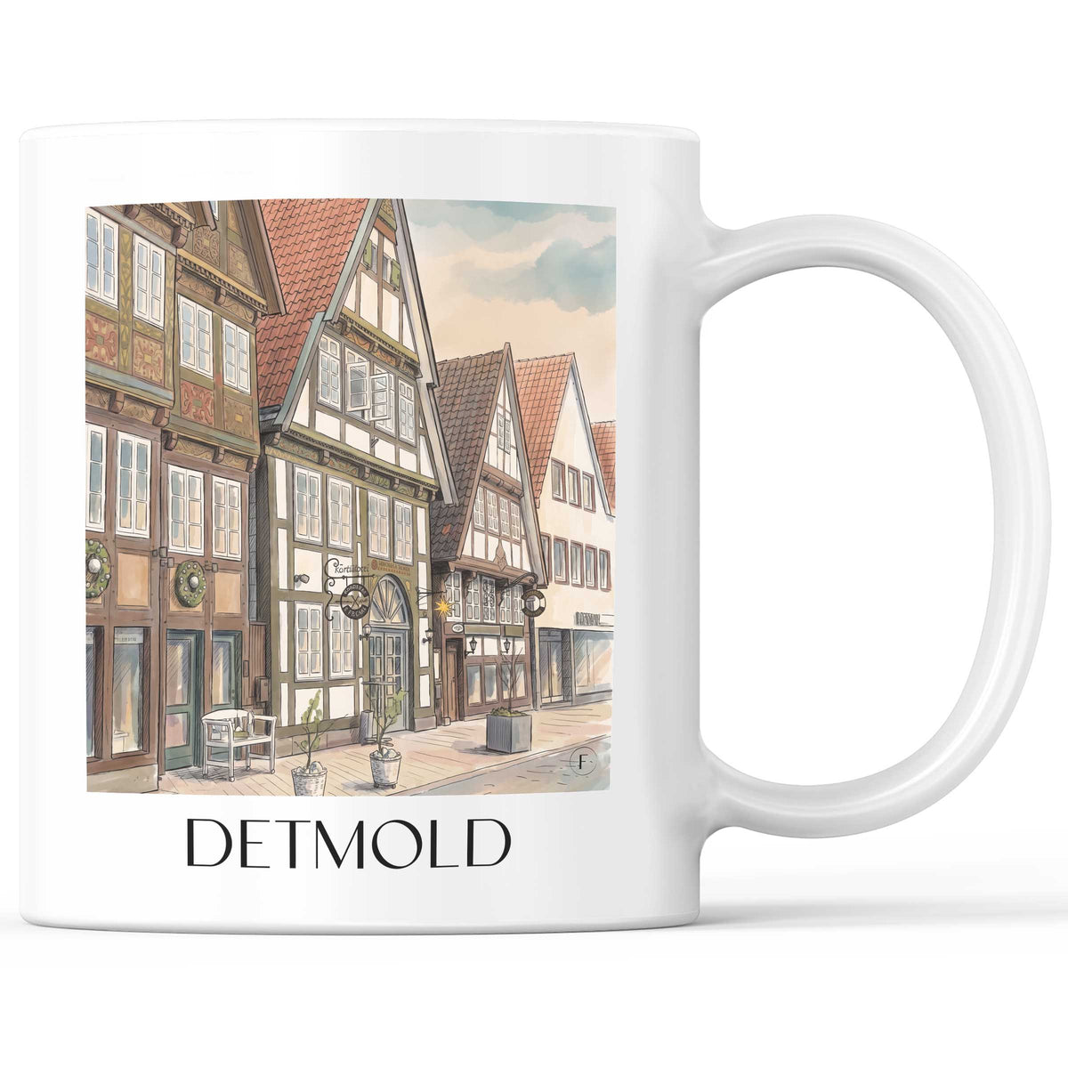 Detmold Kaffeebecher - Teutoburger Wald - Deutschland Becher - Kaffeetasse im Aquarell Stil - favplace