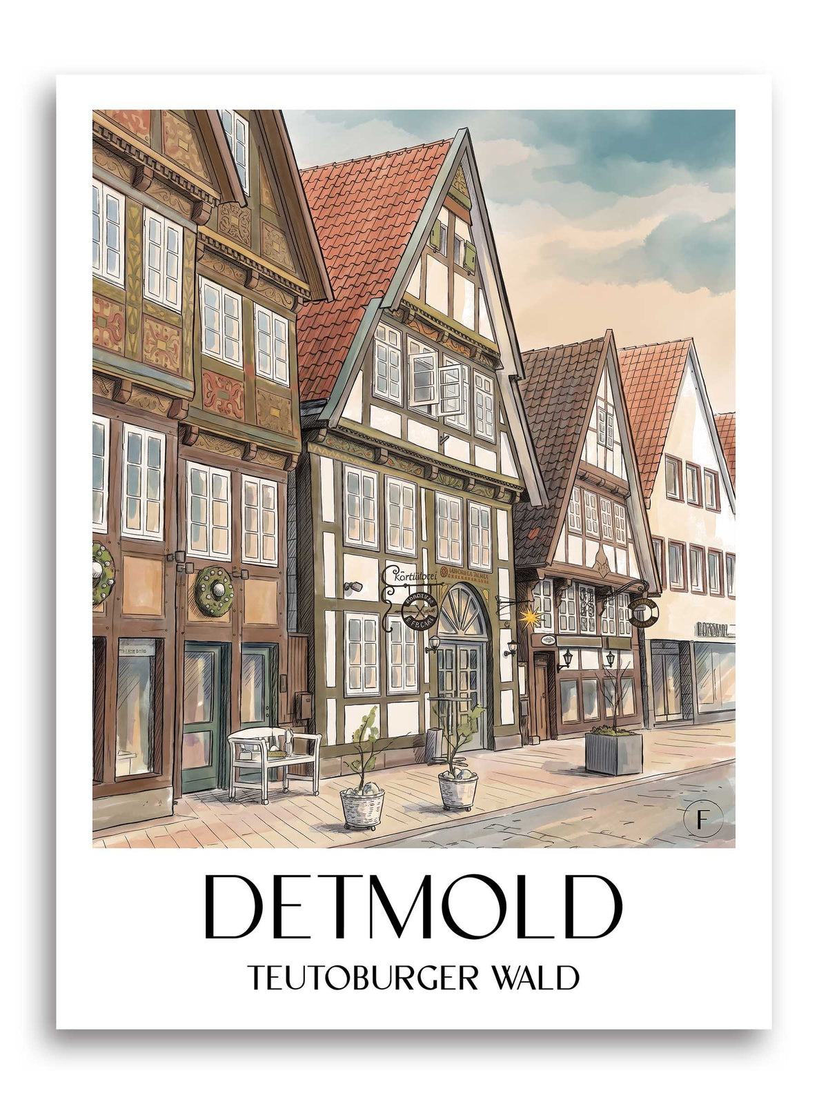 Detmold Poster - Teutoburger Wald - Deutschland Kunstdruck - Aquarell von A4 bis A1 - favplace