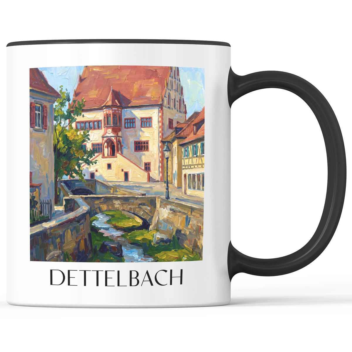 Dettelbach Kaffeebecher - Mainfranken - Deutschland Becher - Kaffeetasse im Ölgemälde Stil