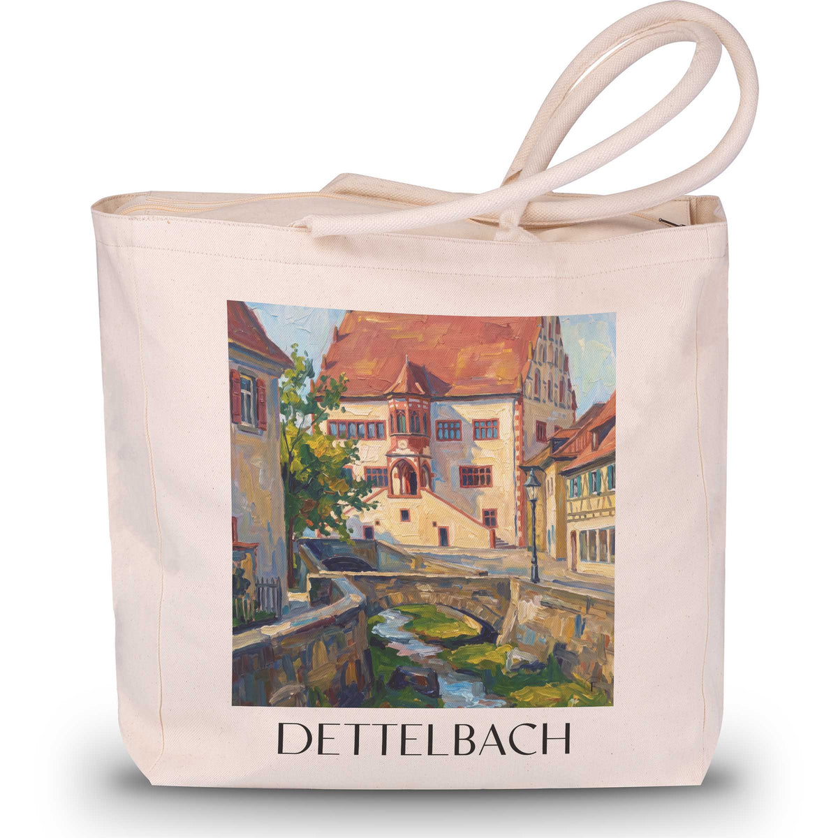 Dettelbach Shopping Tasche - Mainfranken - Deutschland Tote Bag - Einkaufstasche im Ölgemälde Stil