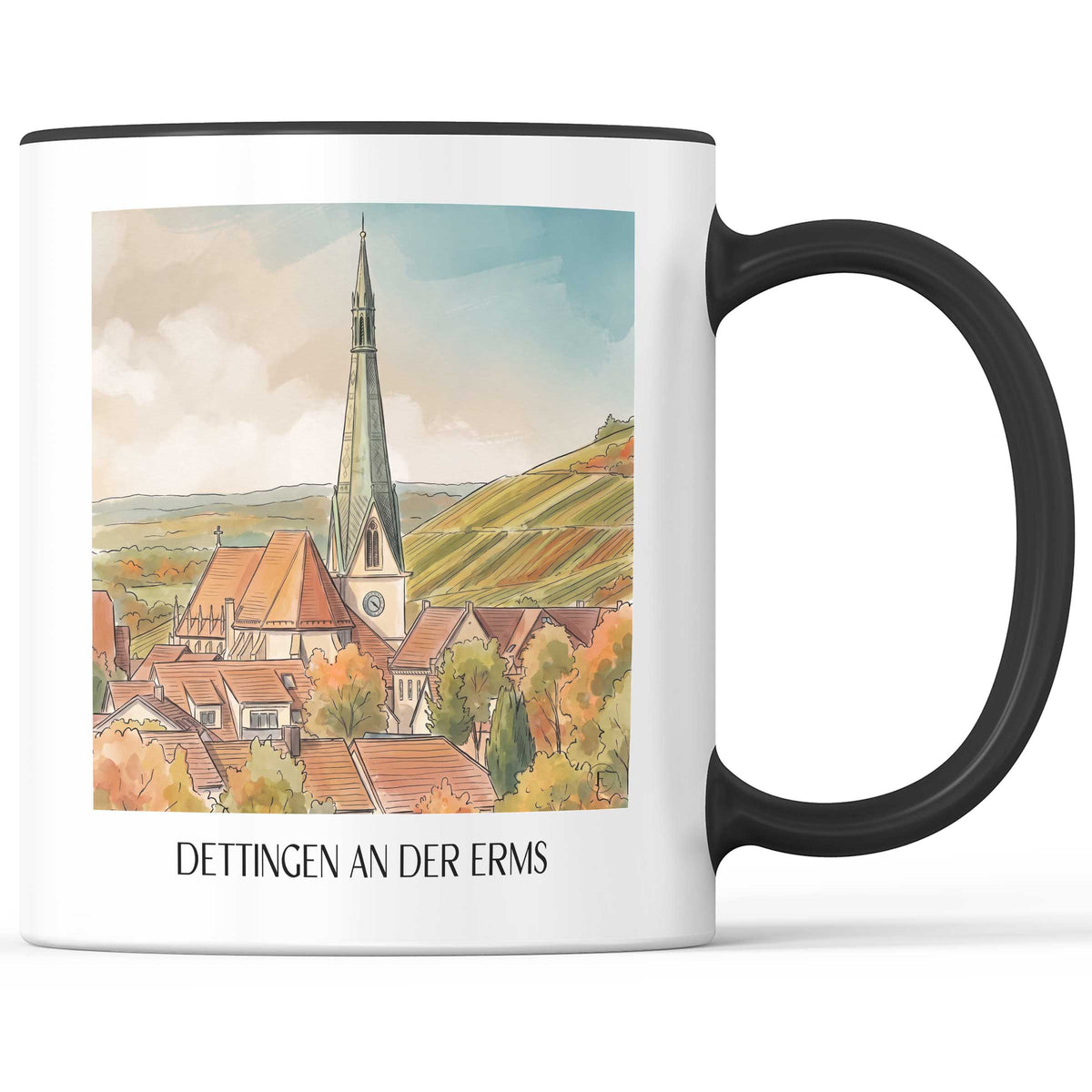 dettingen-an-der-erms-schwäbische-alb-deutschland-kaffeebecher-aquarell