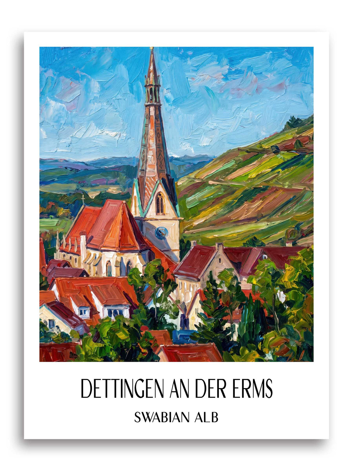 Dettingen an der Erms Poster - Schwäbische Alb - Deutschland Kunstdruck - Ölgemälde von A4 bis A1 - favplace