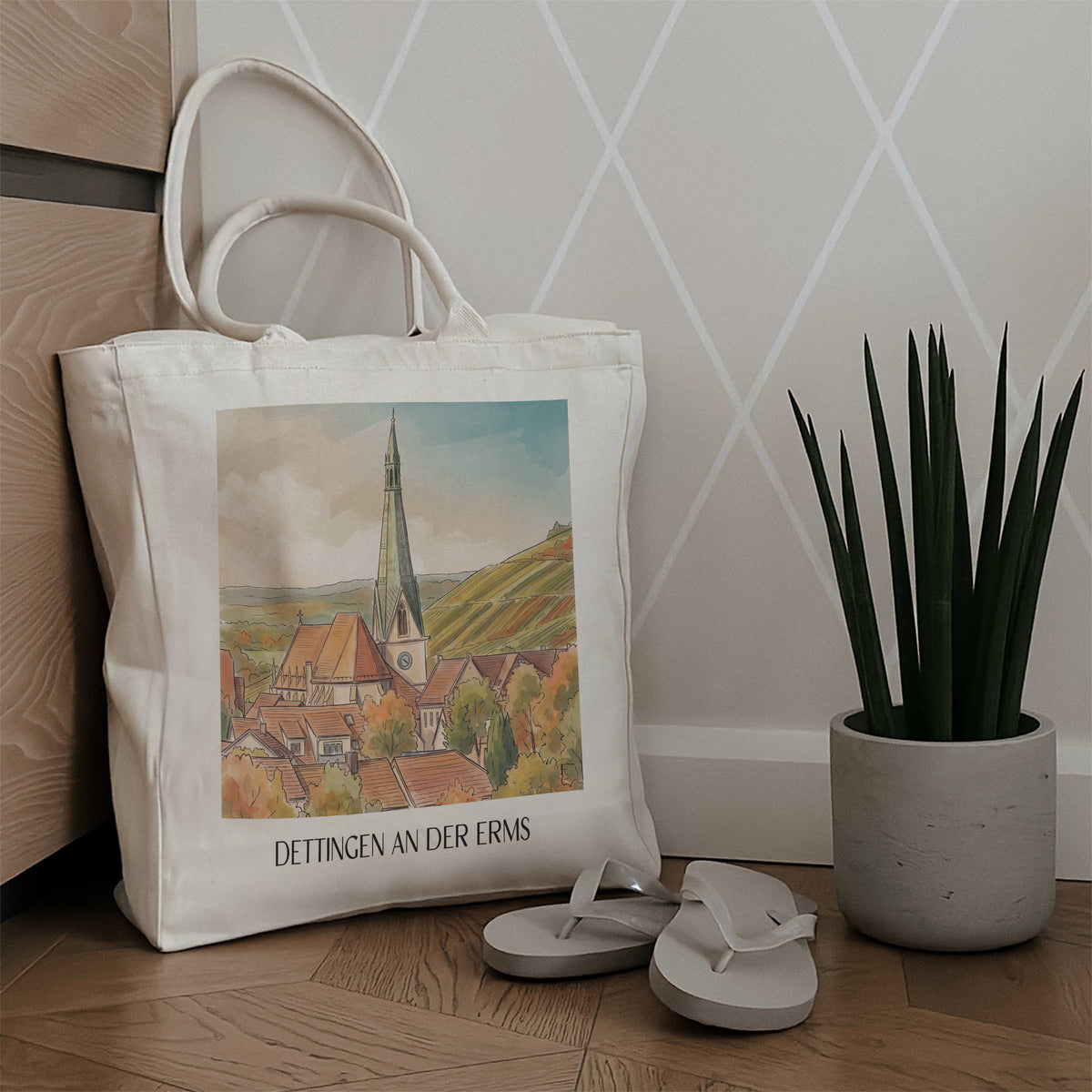 dettingen-an-der-erms-schwäbische-alb-deutschland-einkaufstasche-aquarell