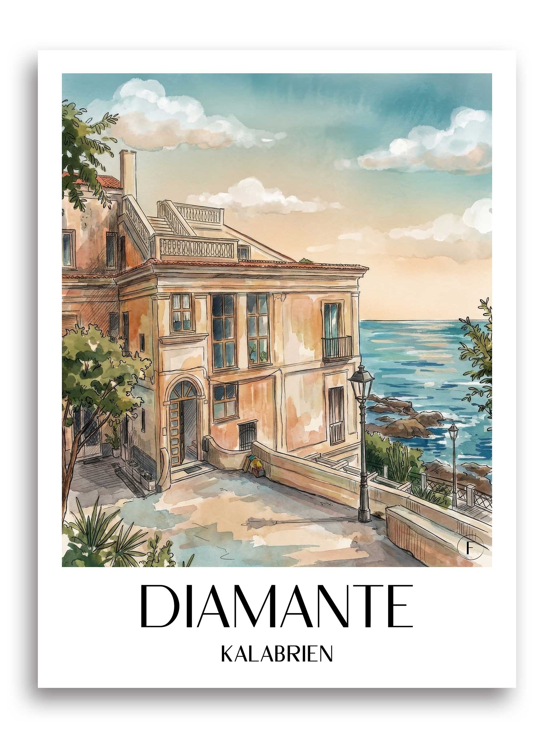 diamante-kalabrien-italien-poster-aquarell
