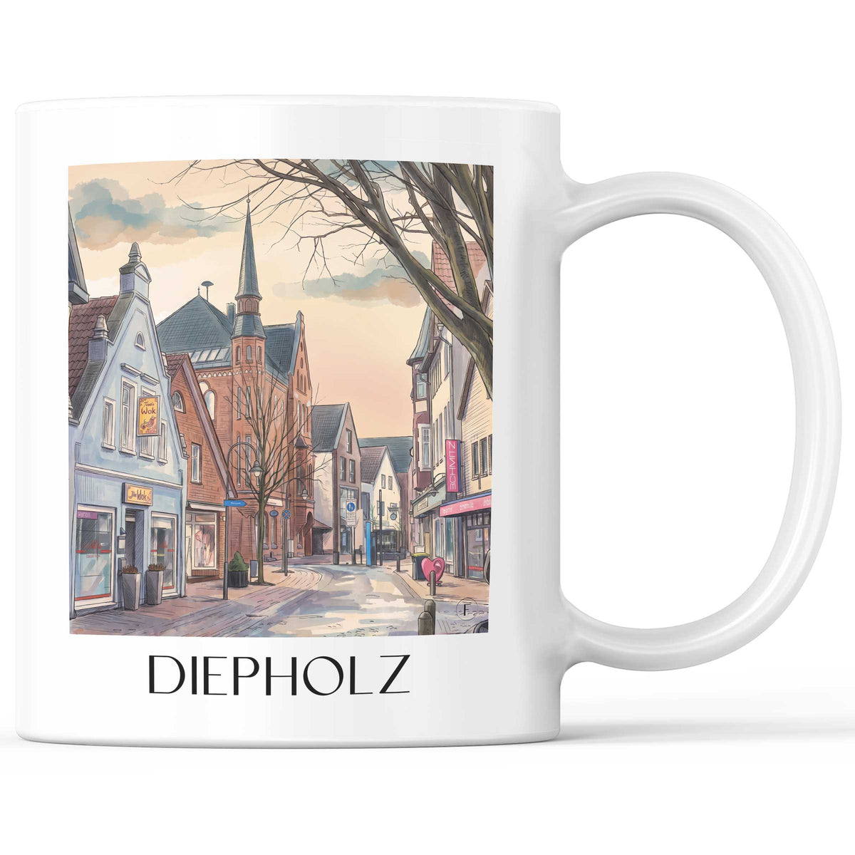 Diepholz Kaffeebecher - Niedersachsen - Deutschland Becher - Kaffeetasse im Aquarell Stil