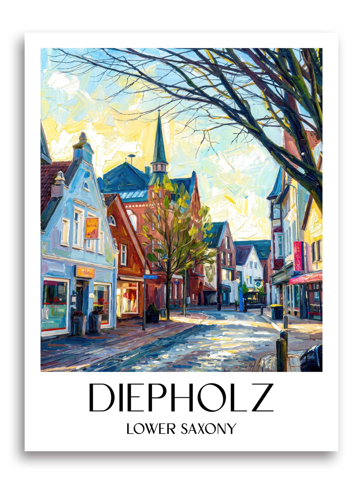 Diepholz Poster - Niedersachsen - Deutschland Kunstdruck - Ölgemälde von A4 bis A1 - favplace