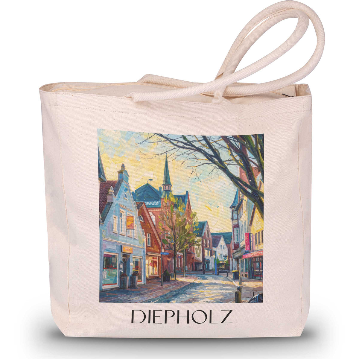 Diepholz Shopping Tasche - Niedersachsen - Deutschland Tote Bag - Einkaufstasche im Ölgemälde Stil - favplace