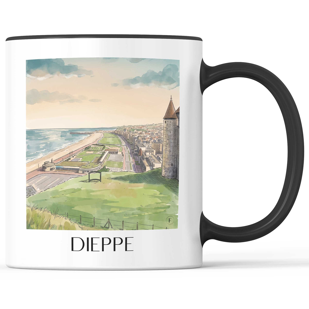 Dieppe Kaffeebecher - Côte d'Albâtre - Frankreich Becher - Kaffeetasse im Aquarell Stil - favplace