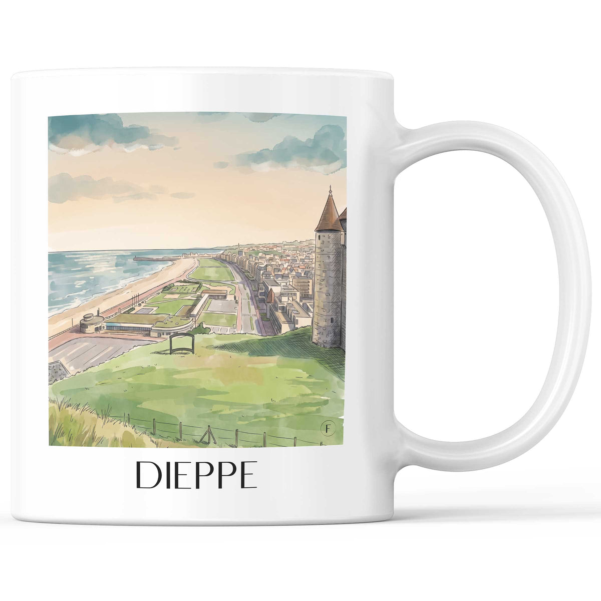 Dieppe Kaffeebecher - Côte d'Albâtre - Frankreich Becher - Kaffeetasse im Aquarell Stil - favplace