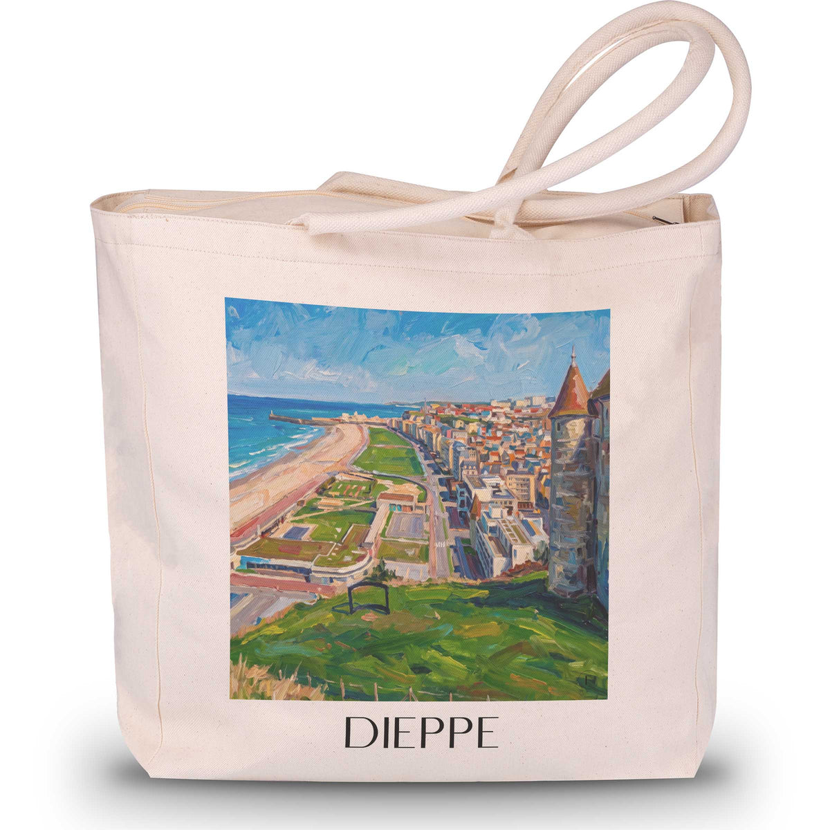 dieppe-côte-d'albâtre-frankreich-einkaufstasche-oil-painting-oelgemaelde