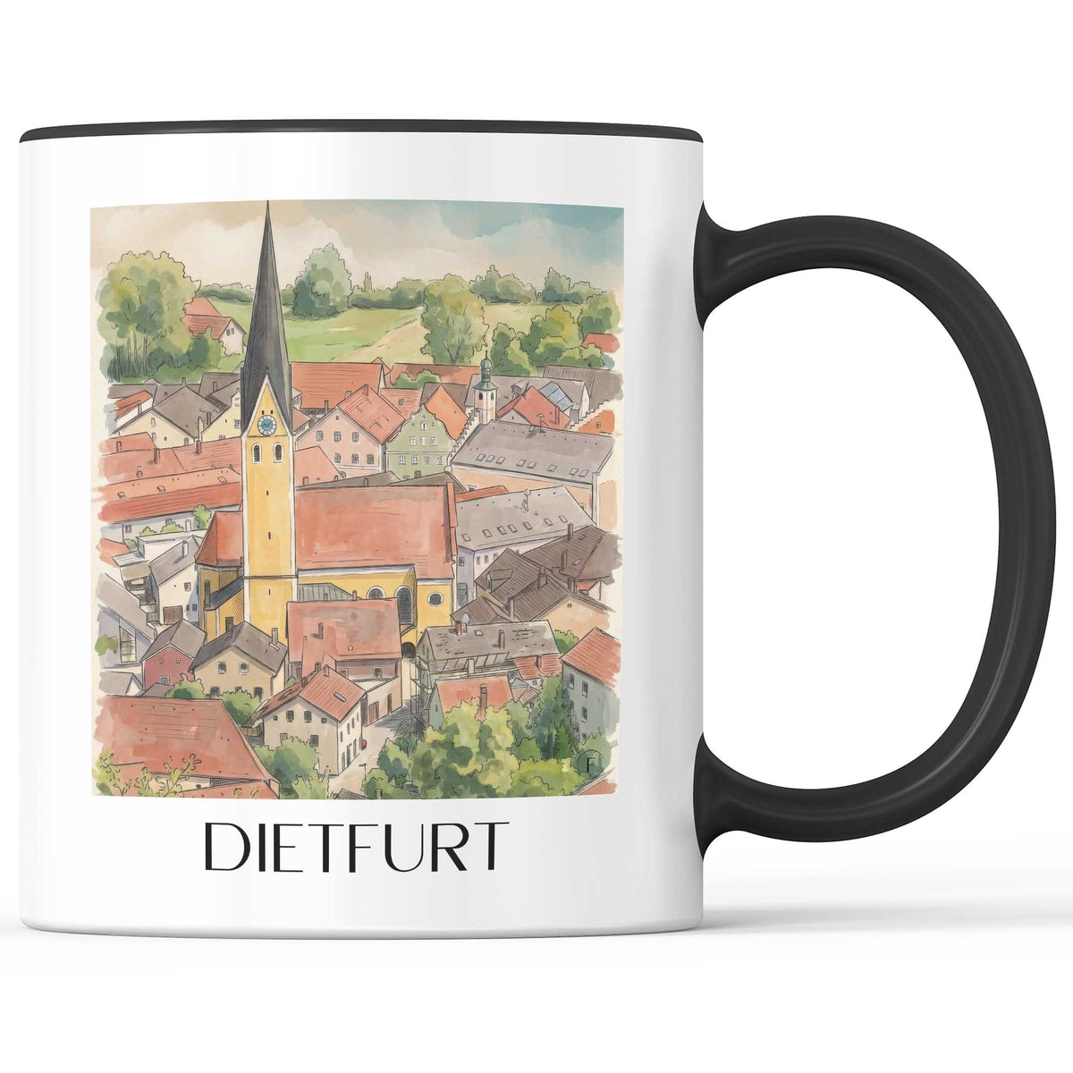 Dietfurt Kaffeebecher - Altmühltal - Deutschland Becher - Kaffeetasse im Aquarell Stil - favplace
