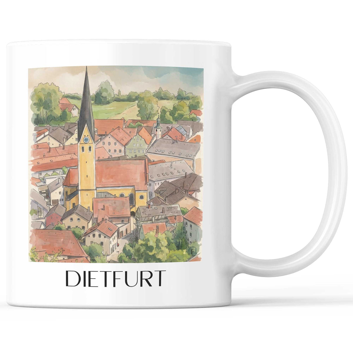 Dietfurt Kaffeebecher - Altmühltal - Deutschland Becher - Kaffeetasse im Aquarell Stil - favplace