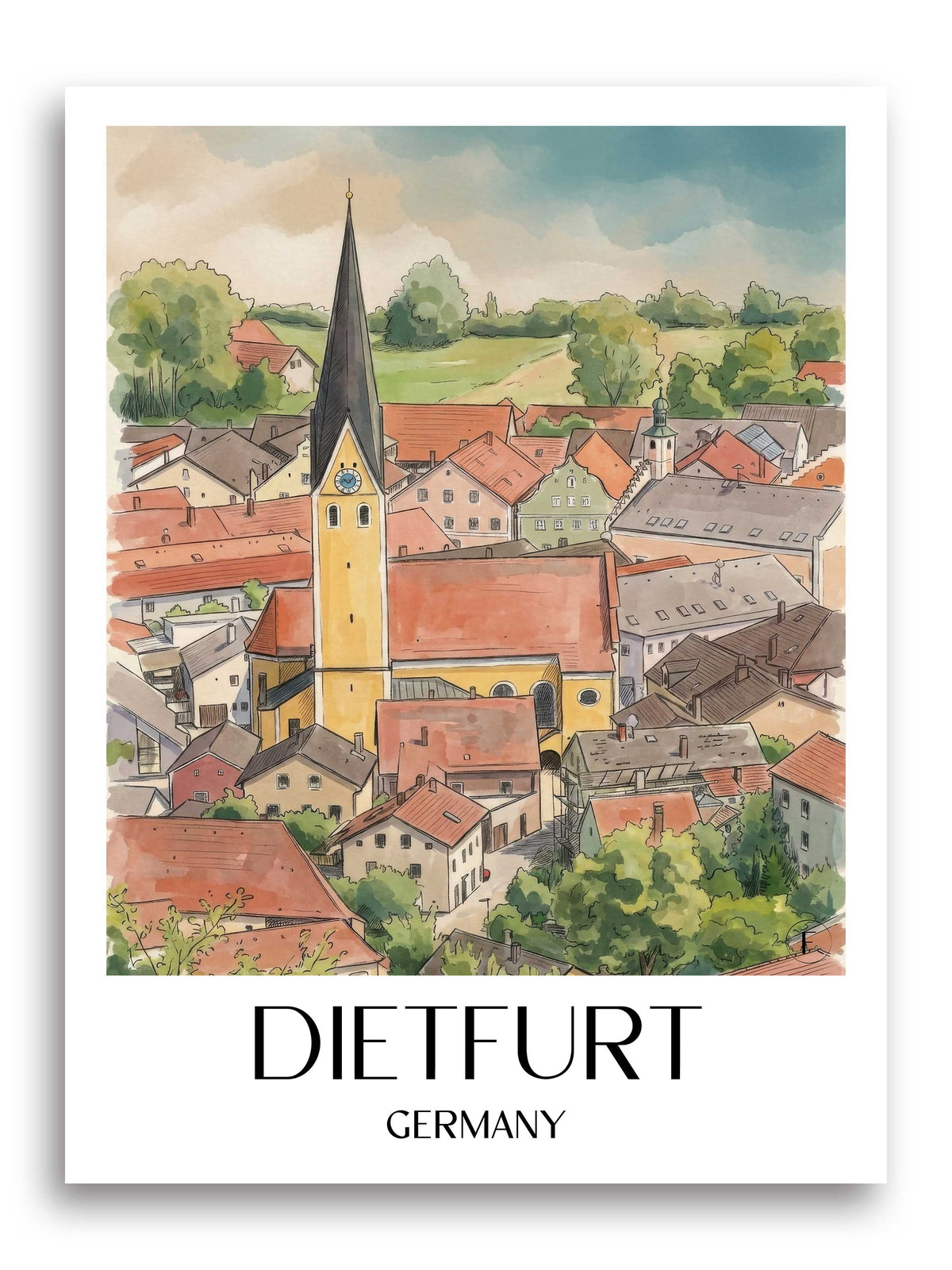 Dietfurt Poster - Altmühltal - Deutschland Kunstdruck - Aquarell von A4 bis A1 - favplace