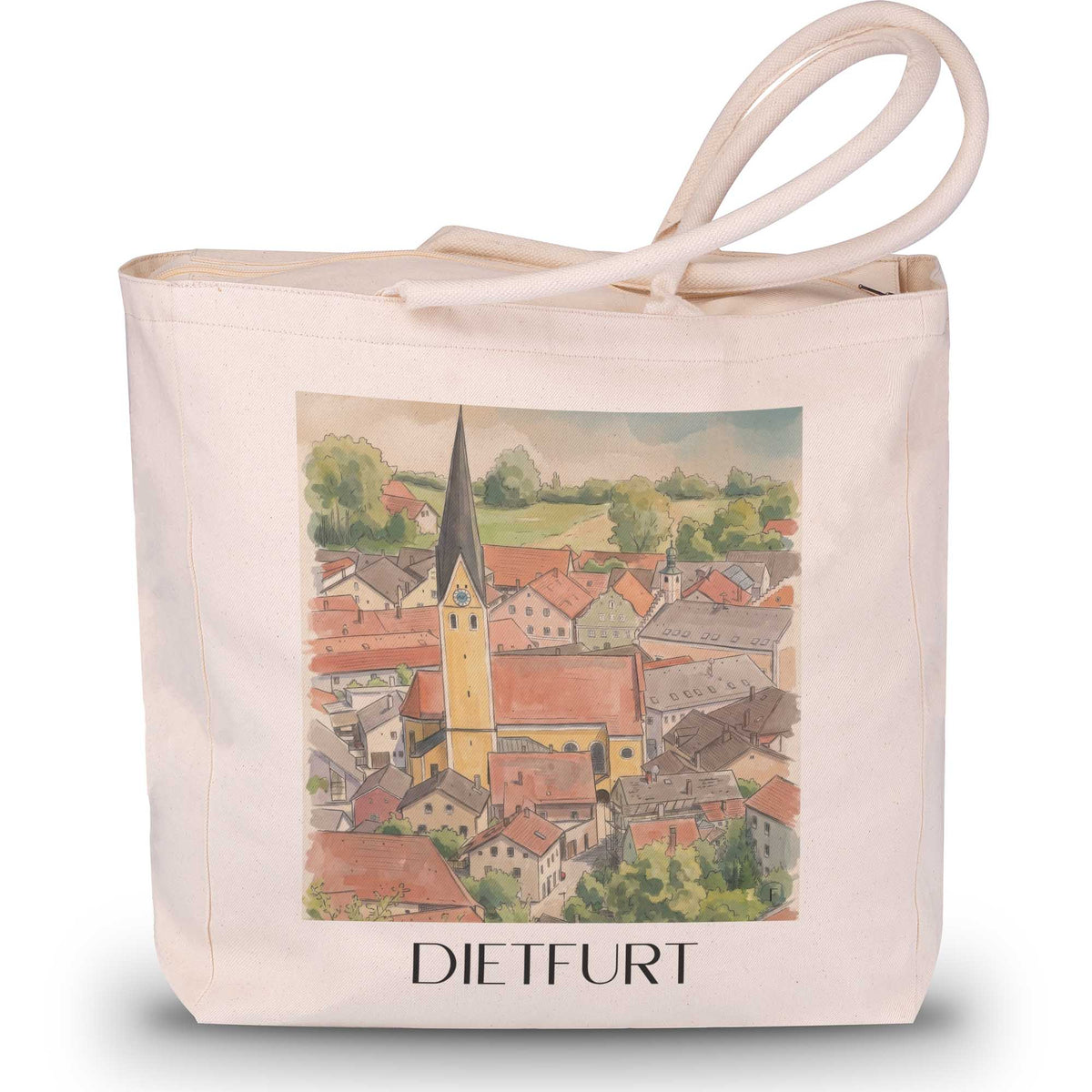 Dietfurt Shopping Tasche - Altmühltal - Deutschland Tote Bag - Einkaufstasche im Aquarell Stil - favplace