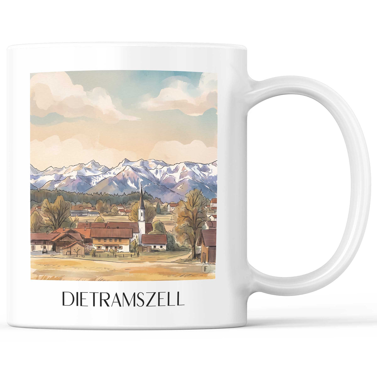 Dietramszell Kaffeebecher - Tölzer Land - Deutschland Becher - Kaffeetasse im Aquarell Stil - favplace