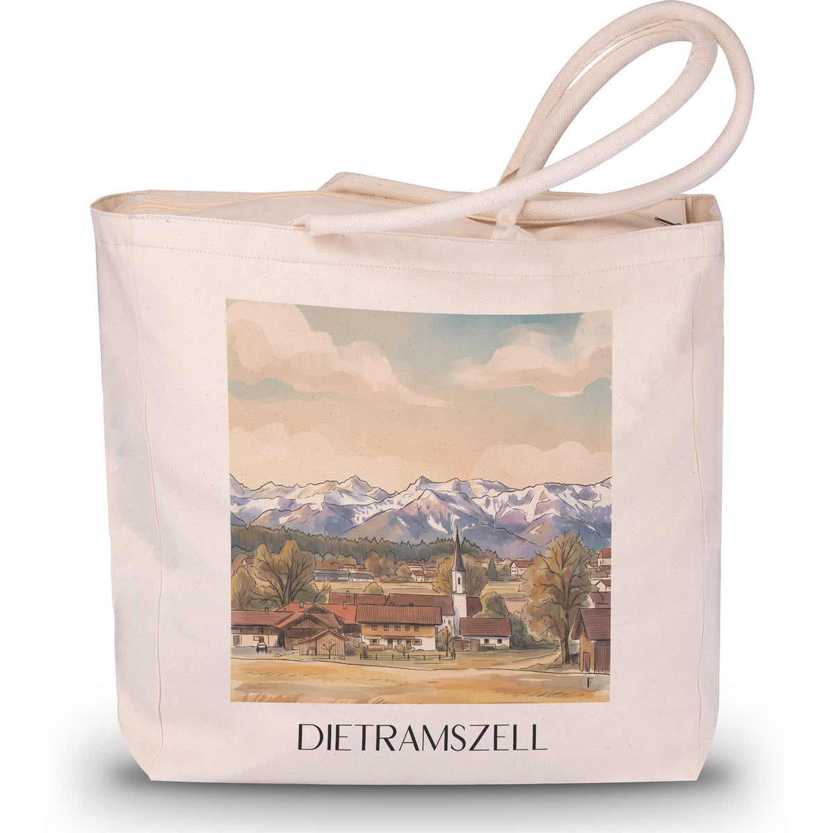 Dietramszell Shopping Tasche - Tölzer Land - Deutschland Tote Bag - Einkaufstasche im Aquarell Stil - favplace