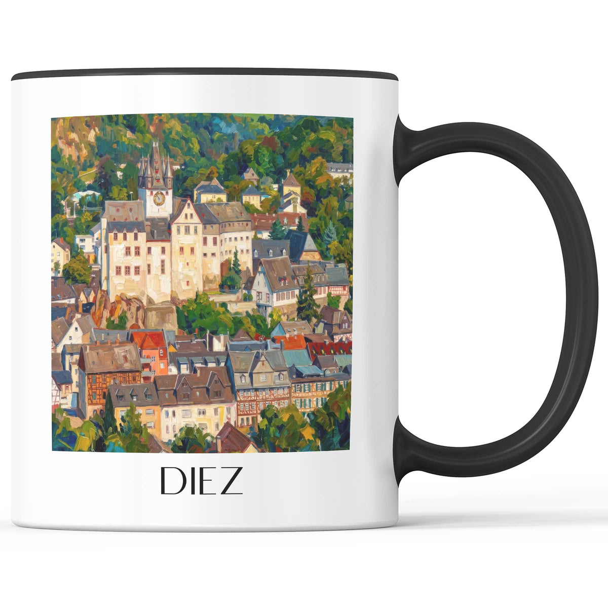 Diez Kaffeebecher - Westerwald - Deutschland Becher - Kaffeetasse im Ölgemälde Stil - favplace