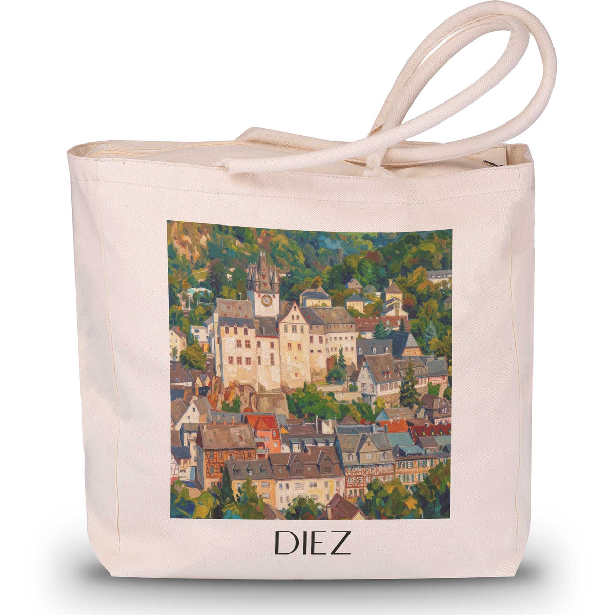Diez Shopping Tasche - Westerwald - Deutschland Tote Bag - Einkaufstasche im Ölgemälde Stil - favplace