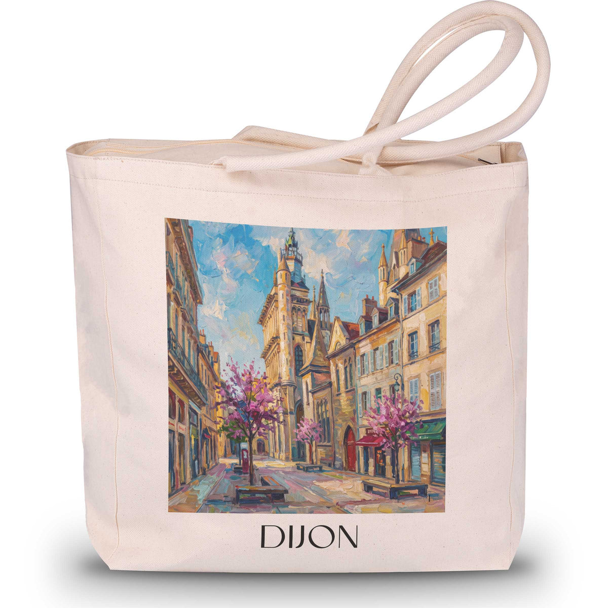 Dijon Shopping Tasche - Bourgogne - Frankreich Tote Bag - Einkaufstasche im Ölgemälde Stil - favplace