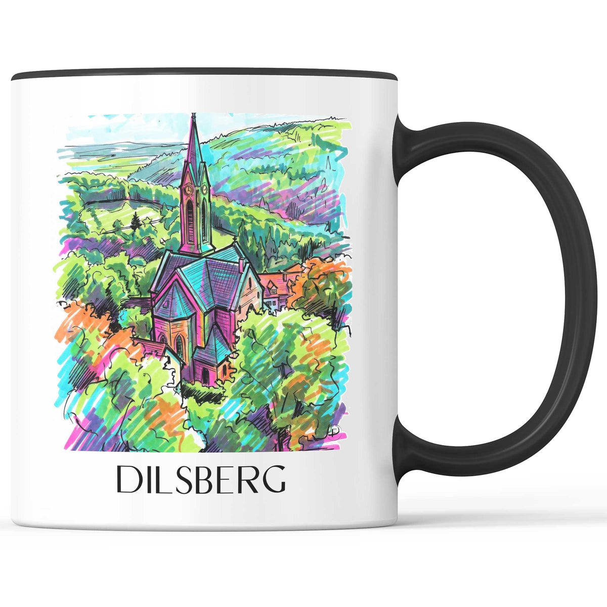 Dilsberg Kaffeebecher - Neckartal - Deutschland Becher - Kaffeetasse im Tag Graffiti Stil - favplace
