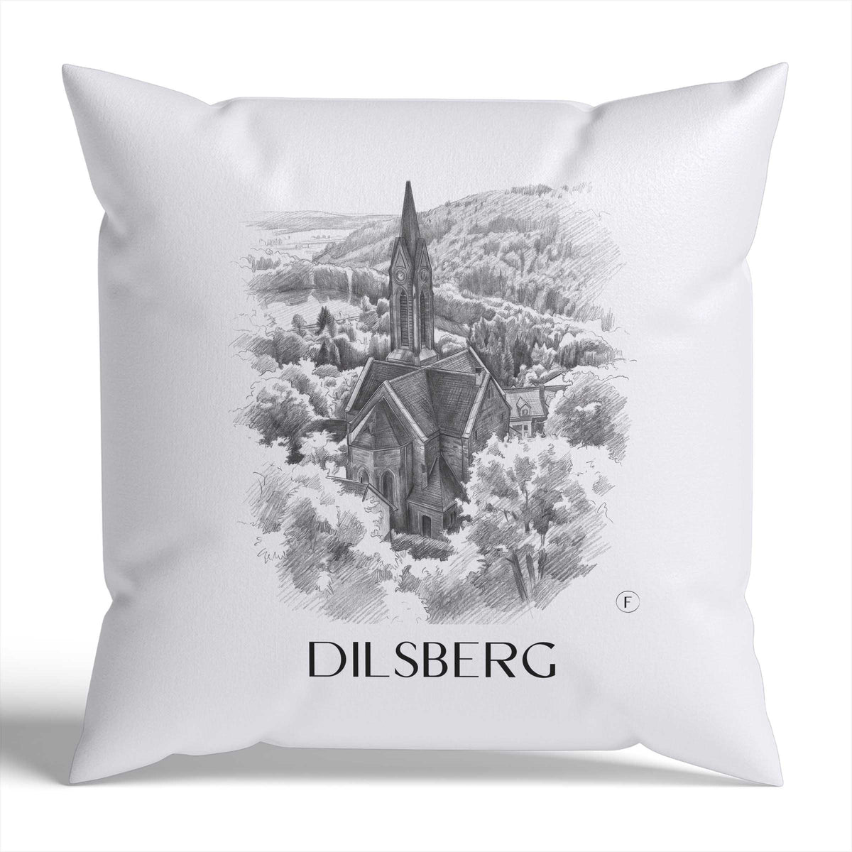 Dilsberg Kissenhülle - Zierkissen Bezug - Neckartal - Deutschland Kissen bzw. Kissenbezug im Zeichnung Stil - favplace