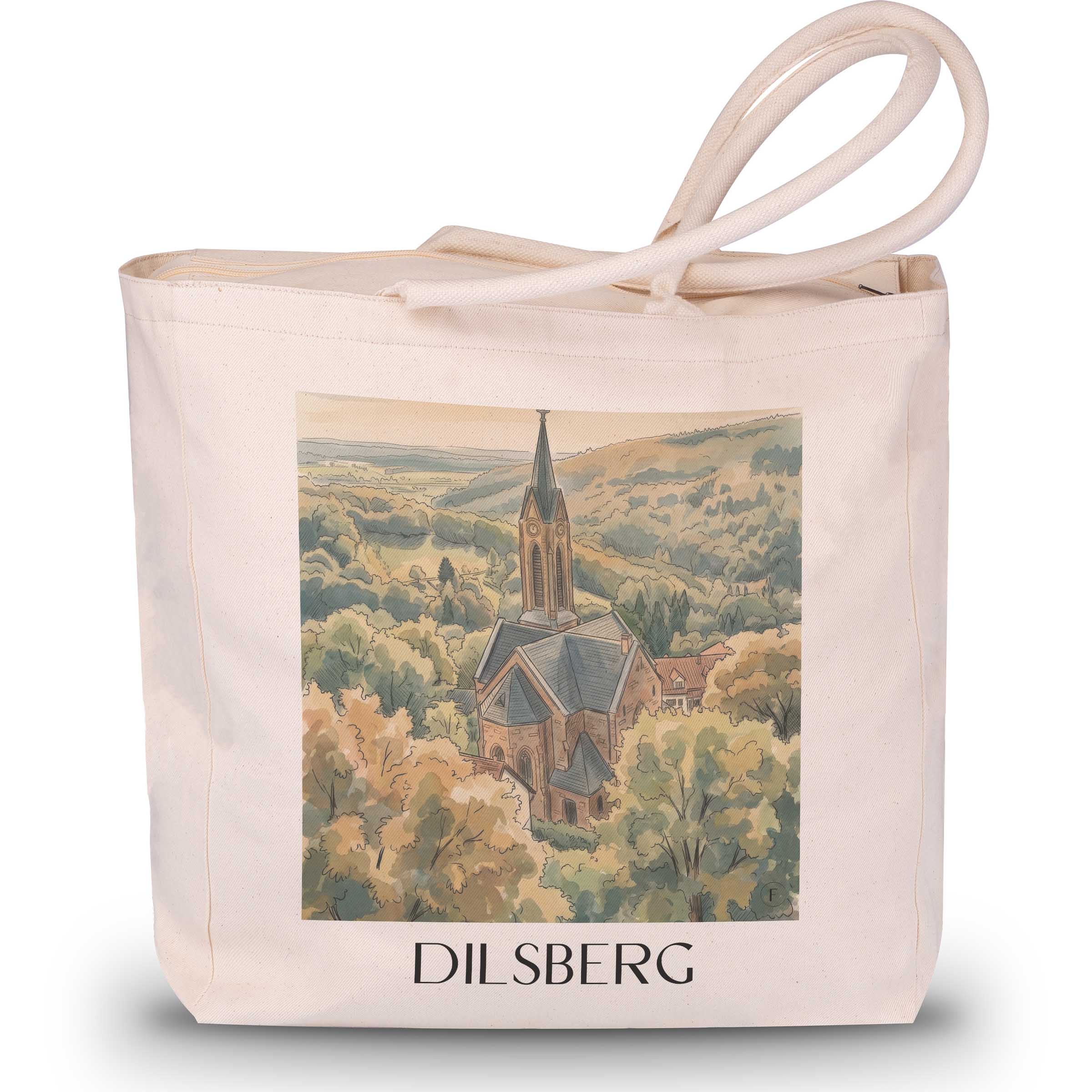 Dilsberg Shopping Tasche - Neckartal - Deutschland Tote Bag - Einkaufstasche im Aquarell Stil - favplace