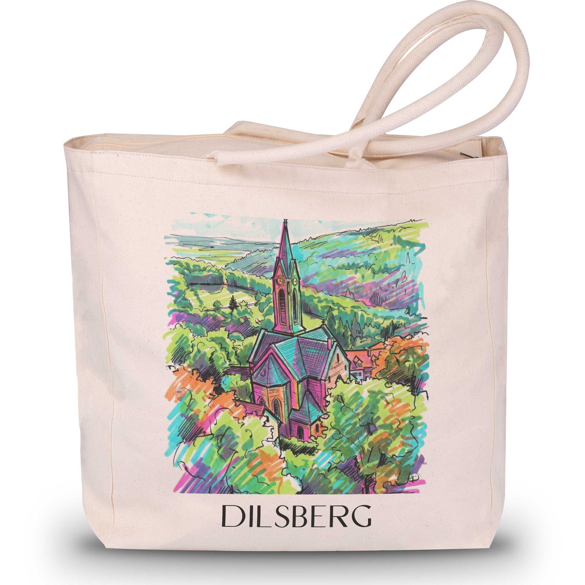 Dilsberg Shopping Tasche - Neckartal - Deutschland Tote Bag - Einkaufstasche im Tag Graffiti Stil - favplace