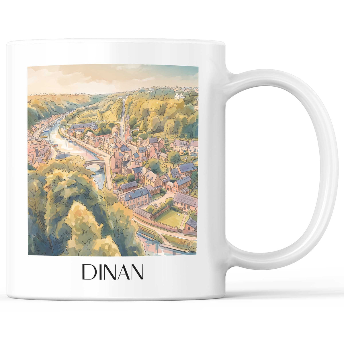 Dinan Kaffeebecher - Côte d'Émeraude - Frankreich Becher - Kaffeetasse im Aquarell Stil