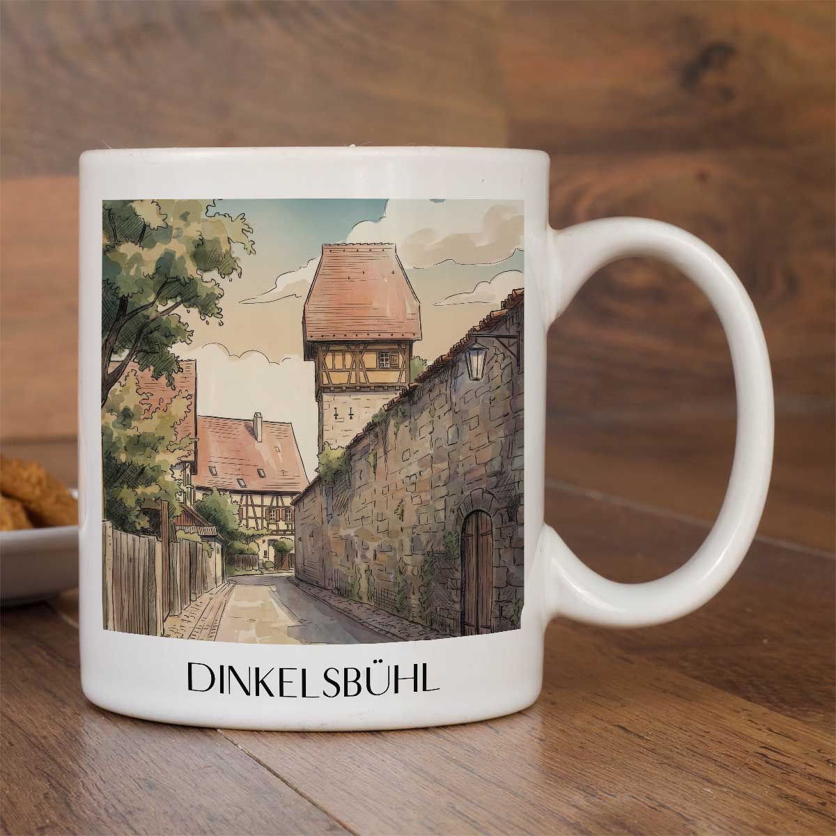 dinkelsbühl-mittelfranken-deutschland-kaffeebecher-aquarell