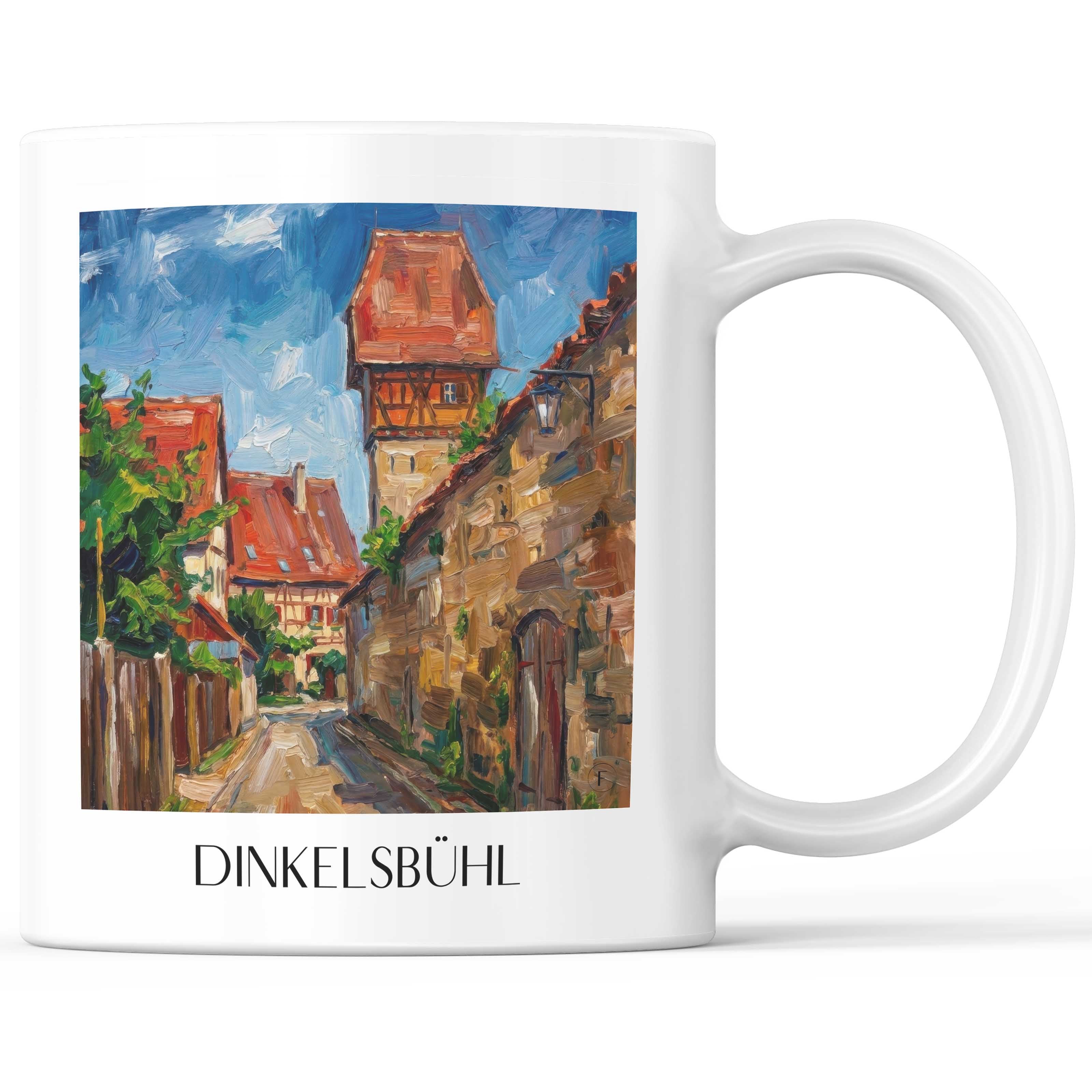 Dinkelsbühl Kaffeebecher - Mittelfranken - Deutschland Becher - Kaffeetasse im Ölgemälde Stil - favplace