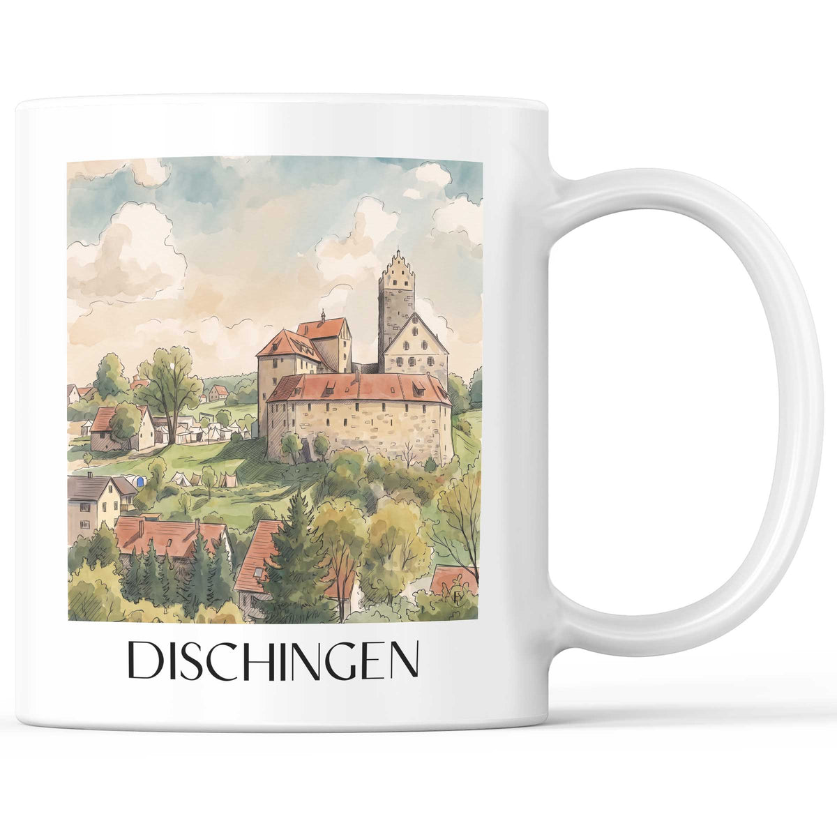 Dischingen Kaffeebecher - Ostalb - Deutschland Becher - Kaffeetasse im Aquarell Stil