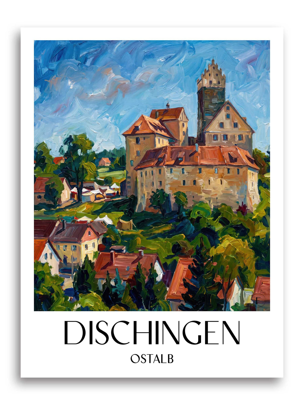 Dischingen Poster - Ostalb - Deutschland Kunstdruck - Ölgemälde von A4 bis A1 - favplace
