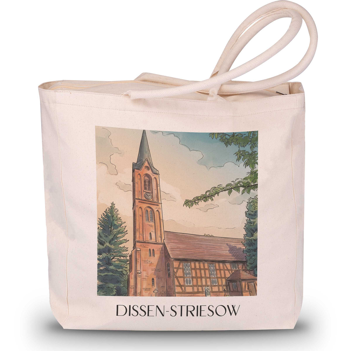 Dissen-Striesow Shopping Tasche - Spreewald - Deutschland Tote Bag - Einkaufstasche im Aquarell Stil - favplace
