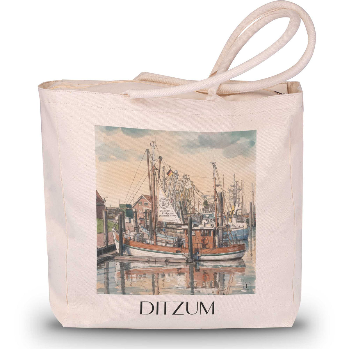 ditzum-ostfriesland-deutschland-einkaufstasche-aquarell