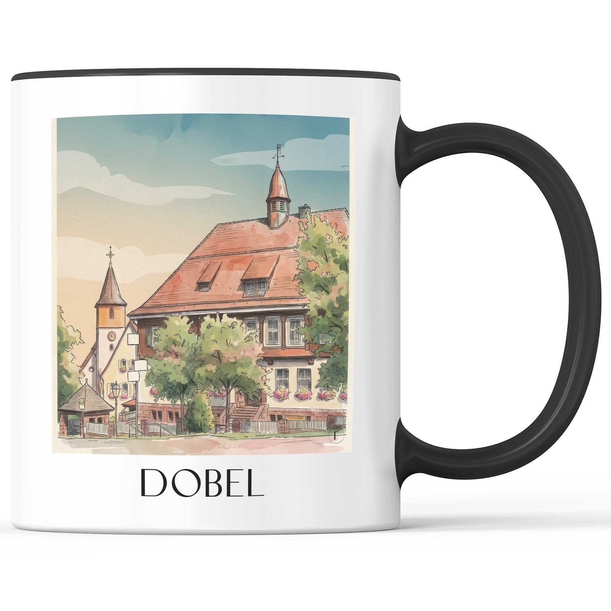 Dobel Kaffeebecher - Nordschwarzwald - Deutschland Becher - Kaffeetasse im Aquarell Stil - favplace