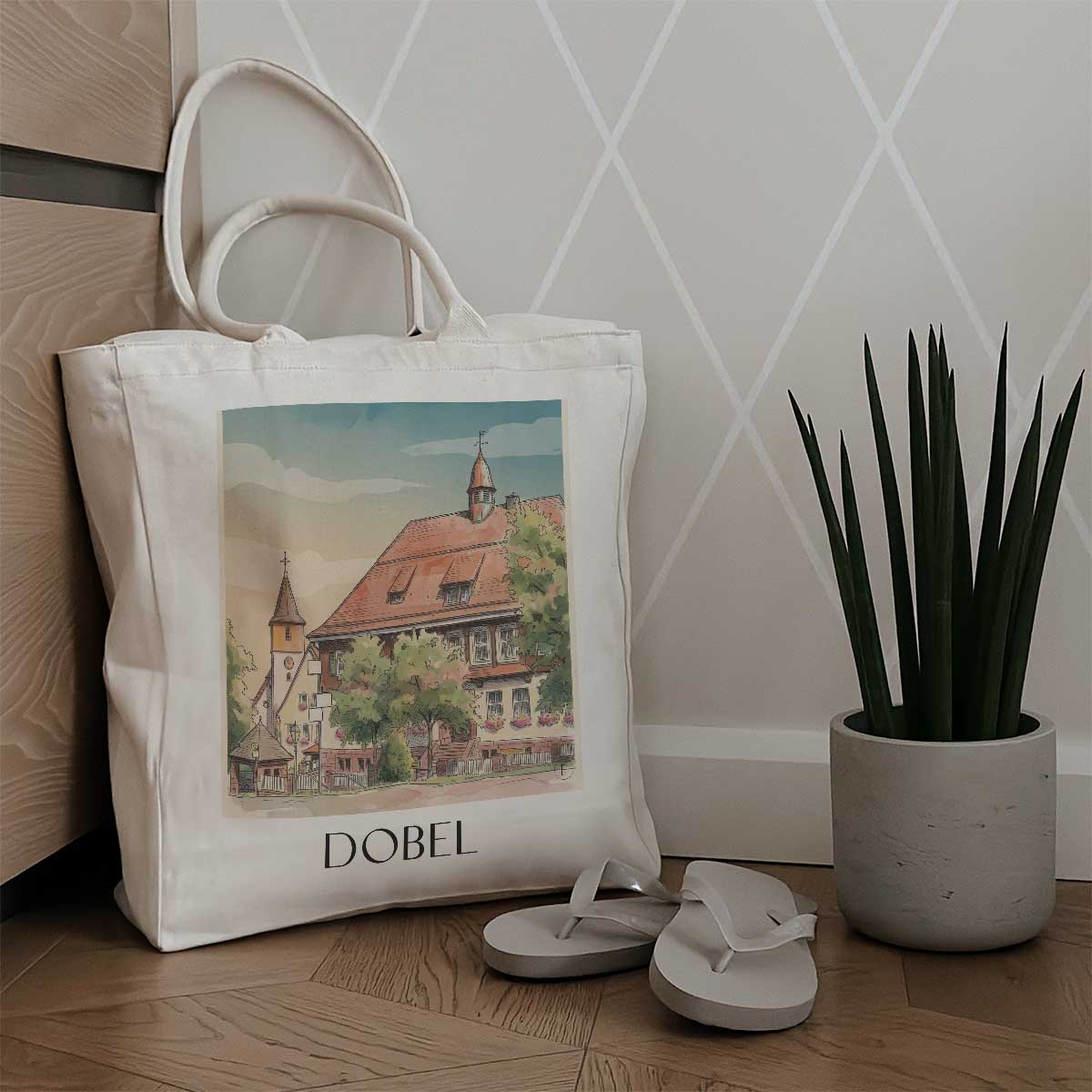 dobel-nordschwarzwald-deutschland-einkaufstasche-aquarell