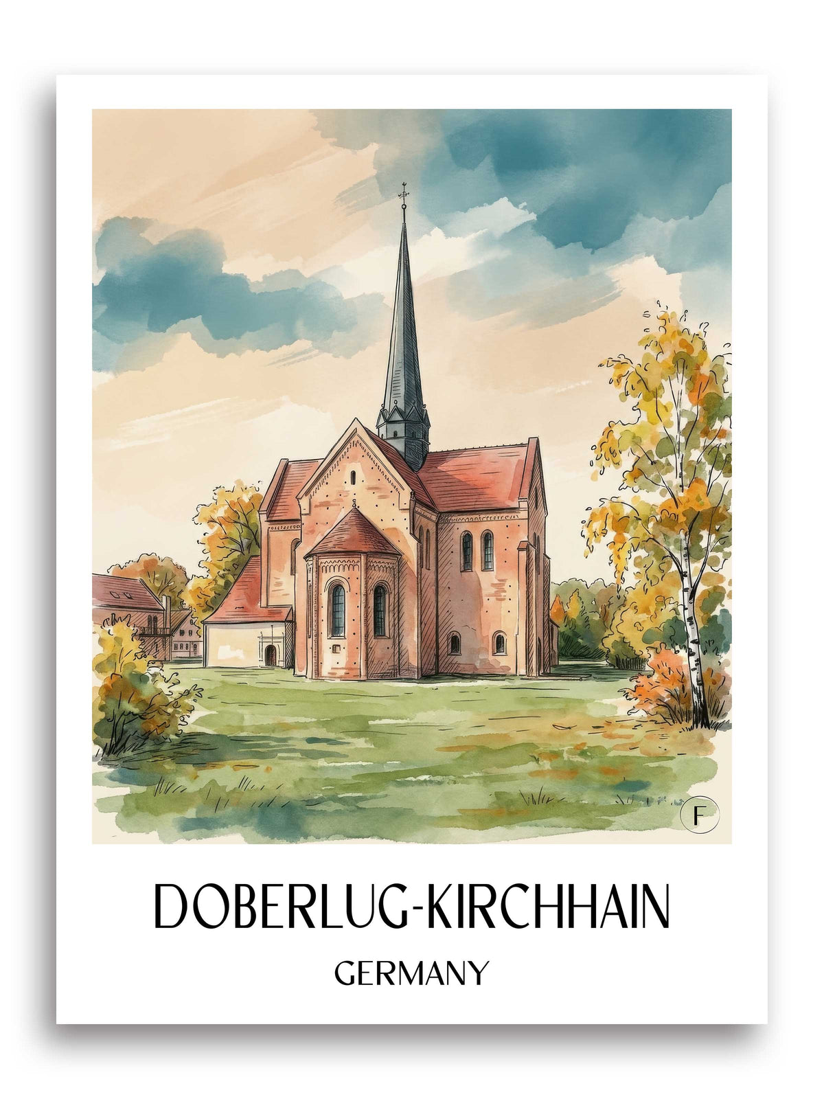 Doberlug-Kirchhain Poster - Brandenburg - Deutschland Kunstdruck - Aquarell von A4 bis A1 - favplace