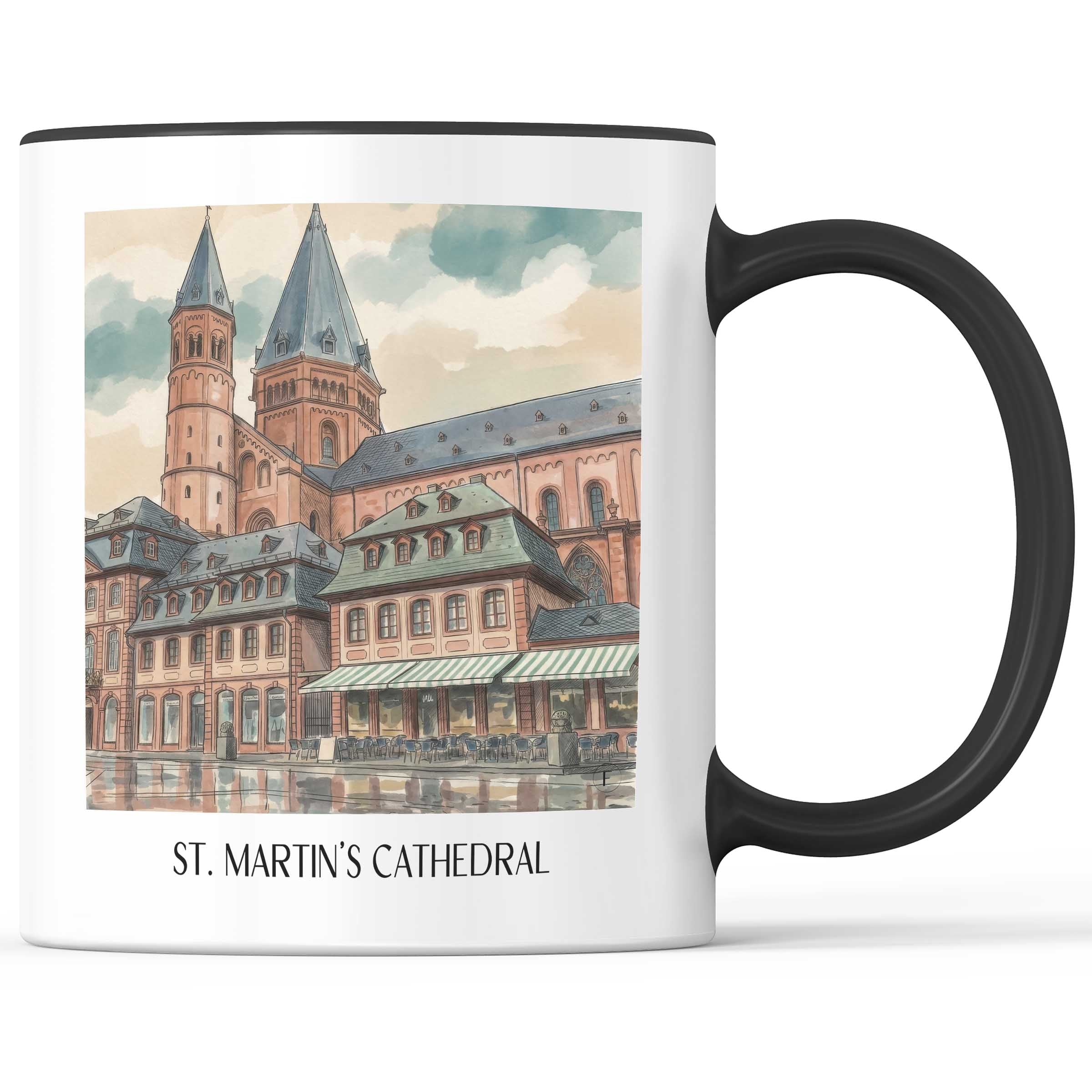 Dom St. Martin Kaffeebecher - Mainz - Deutschland Becher - Kaffeetasse im Aquarell Stil - favplace