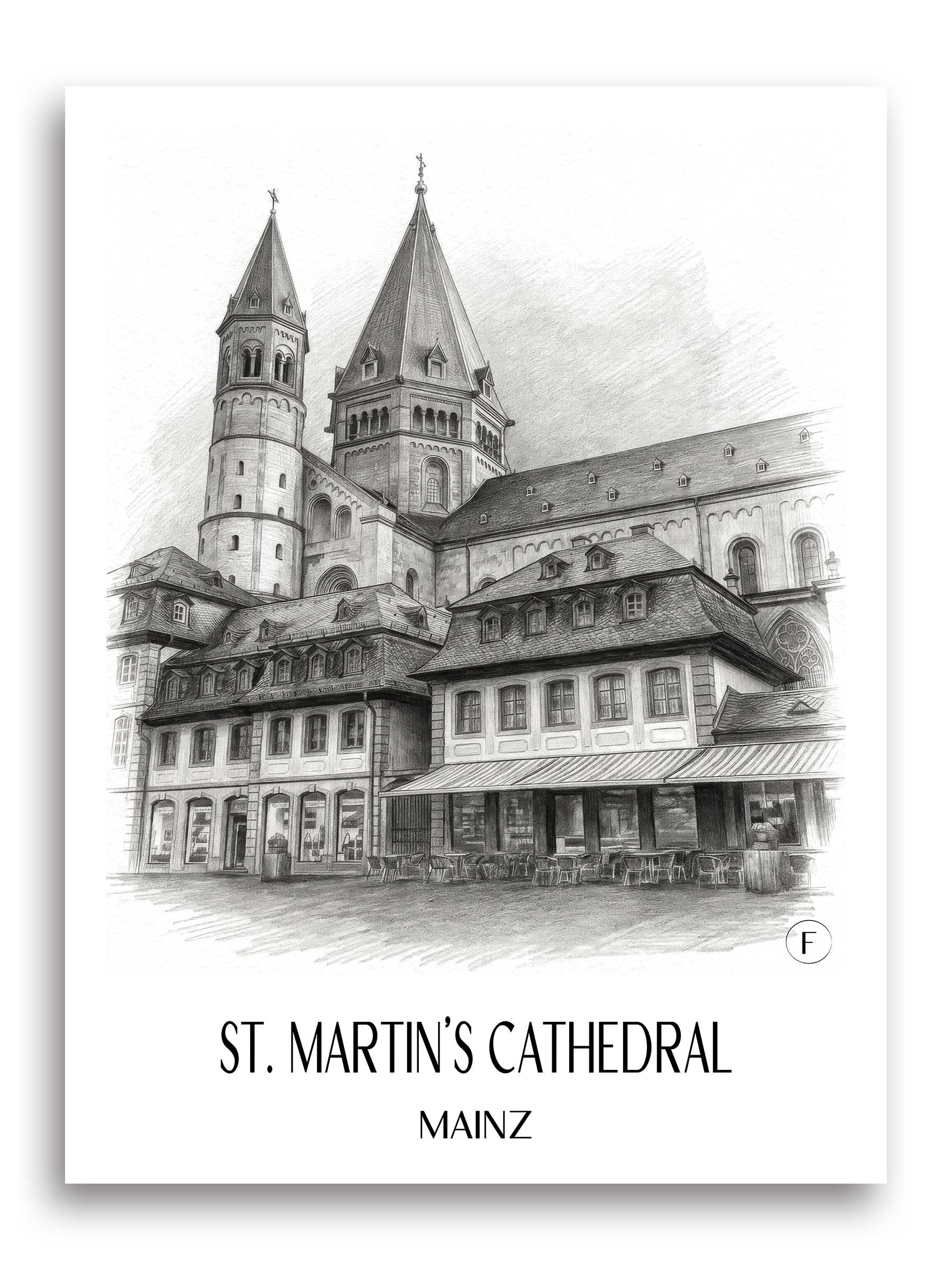 Dom St. Martin Poster - Mainz - Deutschland Kunstdruck - Zeichnung von A4 bis A1