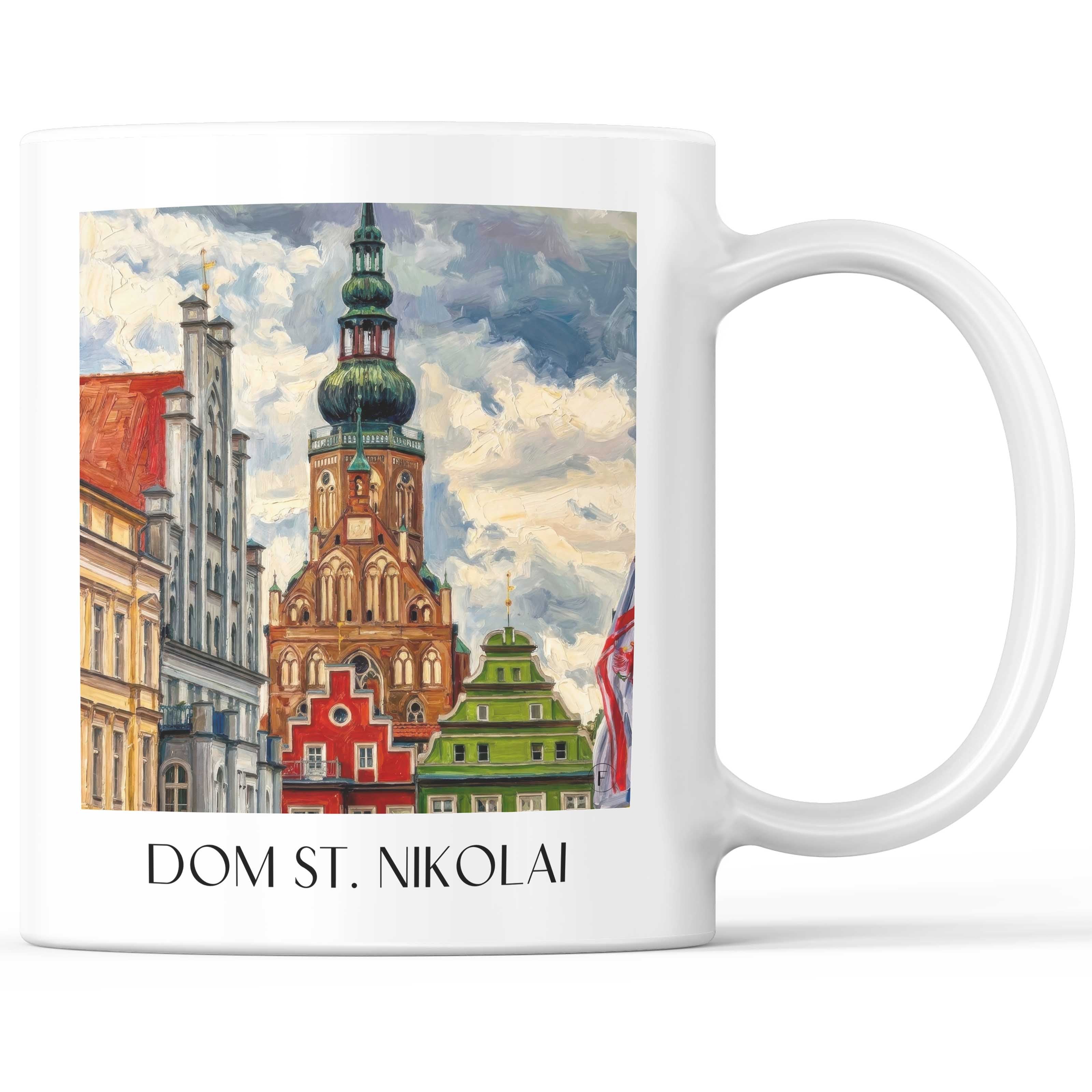 Dom St. Nikolai Kaffeebecher - Greifswald - Deutschland Becher - Kaffeetasse im Ölgemälde Stil - favplace
