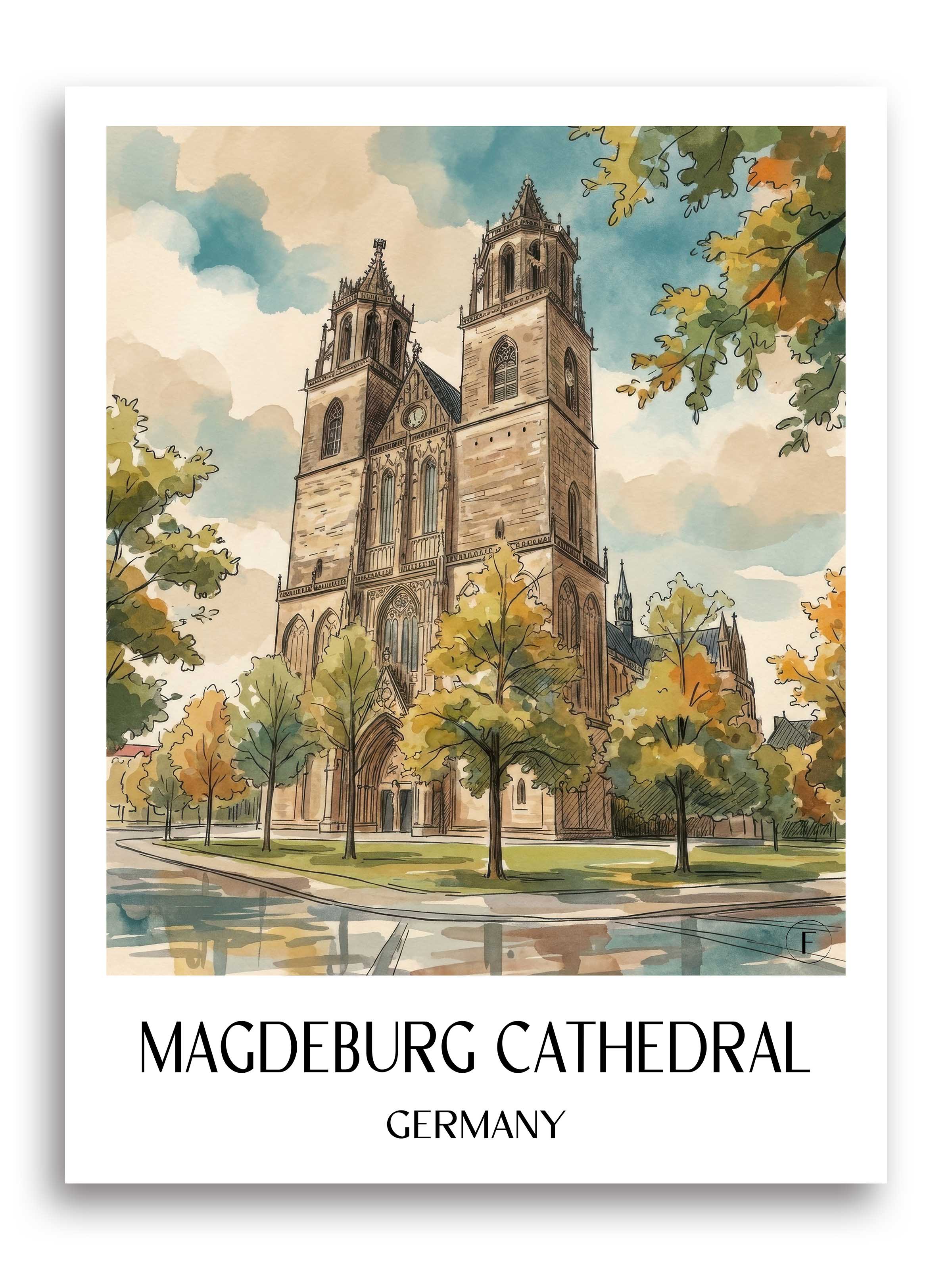 Dom zu Magdeburg Poster - Sachsen-Anhalt - Deutschland Kunstdruck - Aquarell von A4 bis A1 - favplace