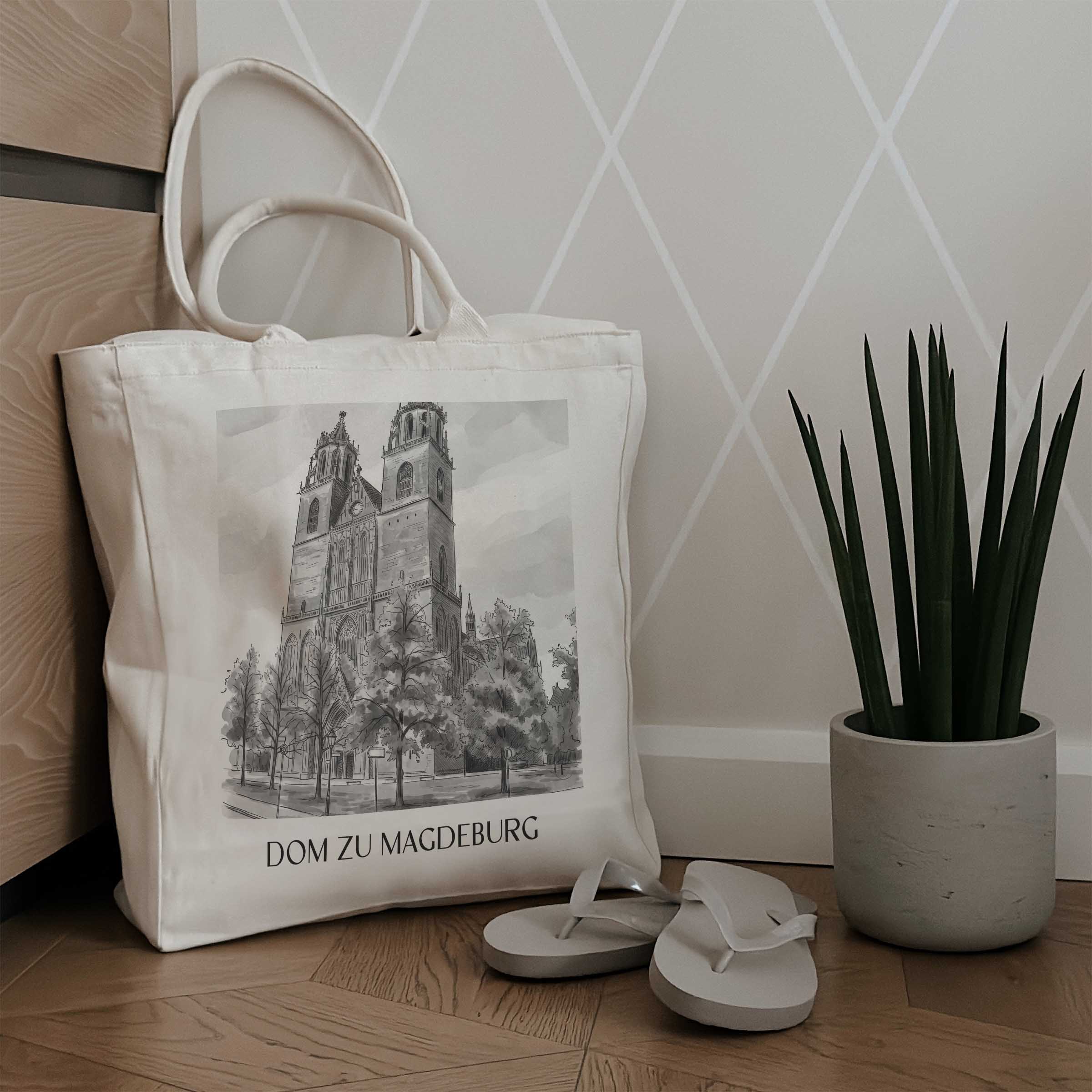 dom-zu-magdeburg-sachsen-anhalt-deutschland-einkaufstasche-aquarell-schwarz-weiss