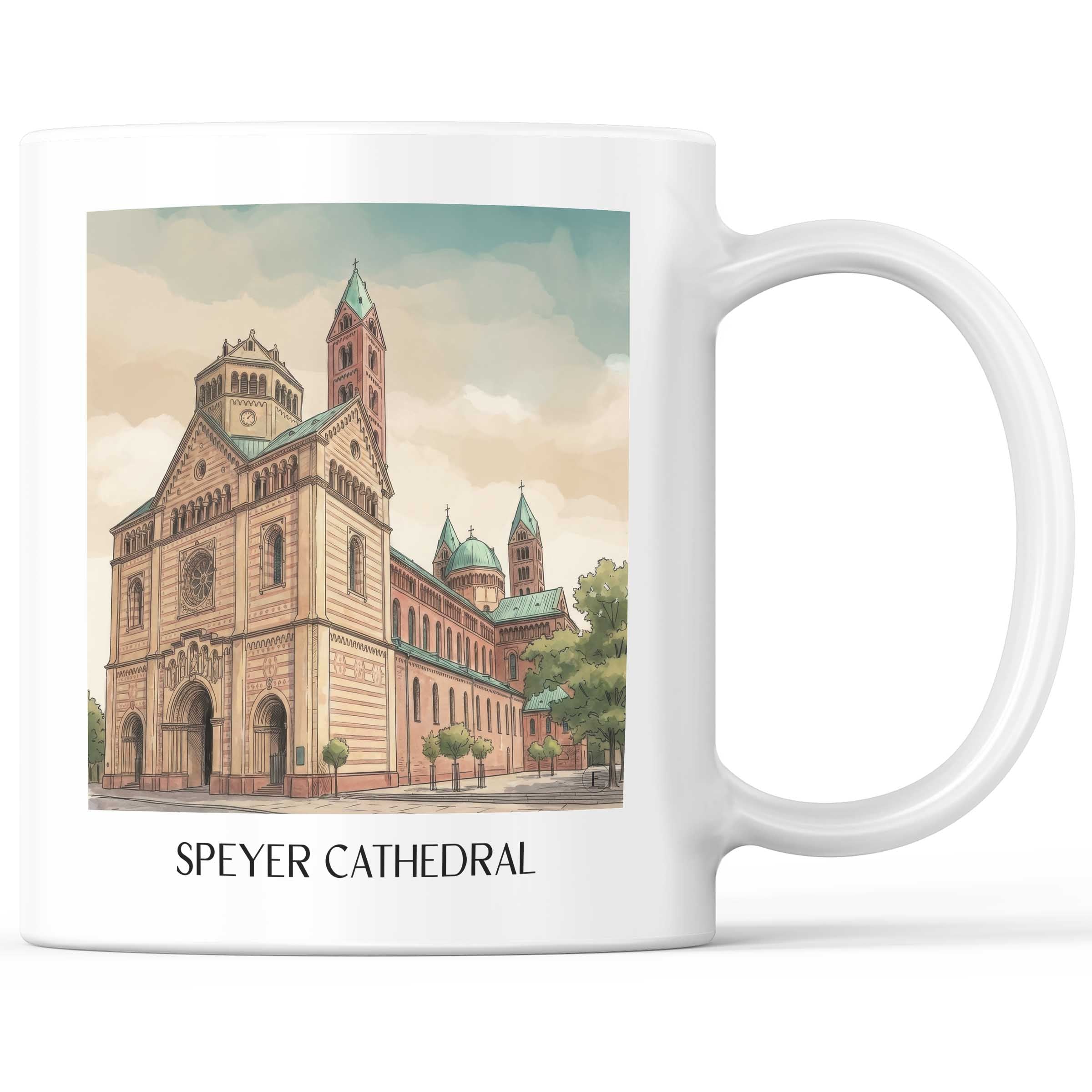 Dom zu Speyer Kaffeebecher - Rheinland-Pfalz - Deutschland Becher - Kaffeetasse im Aquarell Stil - favplace