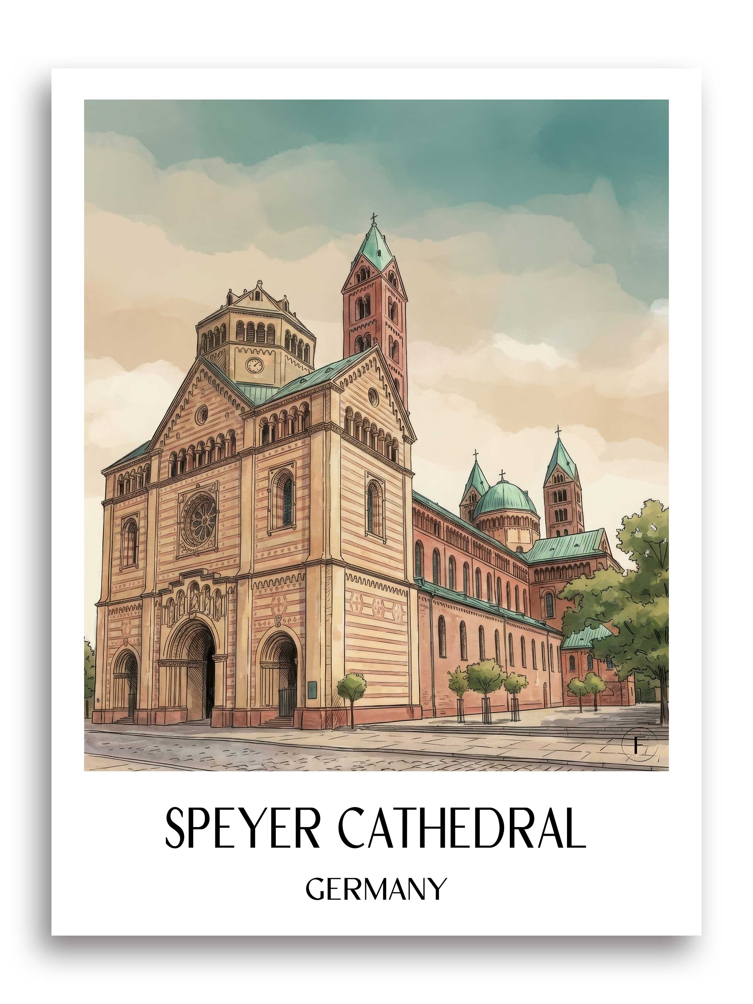 Dom zu Speyer Poster - Rheinland-Pfalz - Deutschland Kunstdruck - Aquarell von A4 bis A1 - favplace