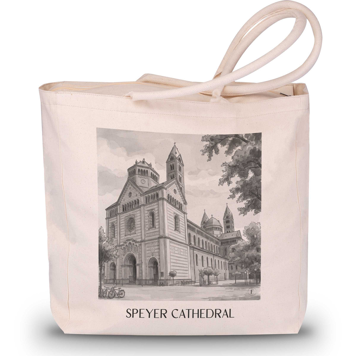 Dom zu Speyer Shopping Tasche - Rheinland-Pfalz - Deutschland Tote Bag - Einkaufstasche im Aquarell Schwarz-Weiß Stil - favplace